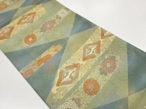 引箔向かい鶴に桐・菊模様織出し袋帯